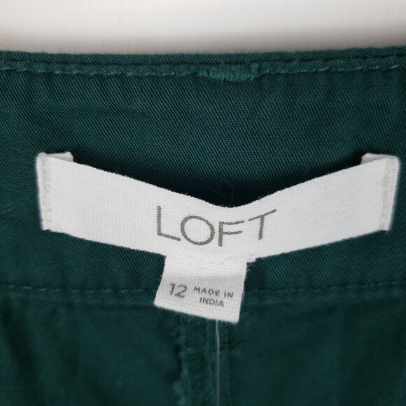 Loft Poplin Wide Leg Pants NWT Emerald Green Chino Womens Size 12 - Picture 7 of 9
